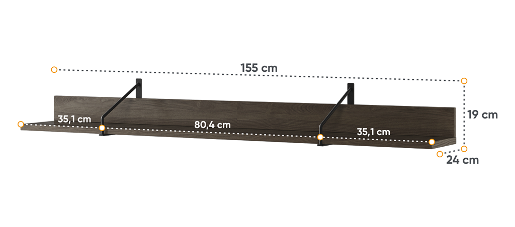 Witryna PIEMONTE PE2JCZ szerokość 73 cm jesion portland / czarny
