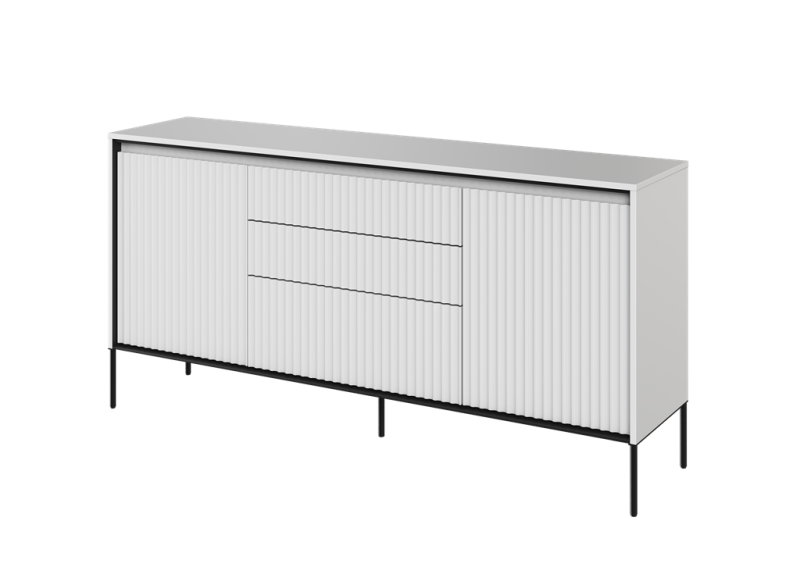 Komoda TREND TR1BIC szerokość 166 cm komoda 2d3s z oświetleniem - biały/czarny/frezowanie półkole Komfort Pojemna Do Sypialni Do Salonu Nowoczesność