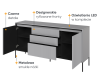 Komoda TREND TR1SC szerokość 166 cmkomoda 2d3s z oświetleniem - szary/czarny/frezowanie półkole Komfort Pojemna Do Sypialni Do Salonu Nowoczesność