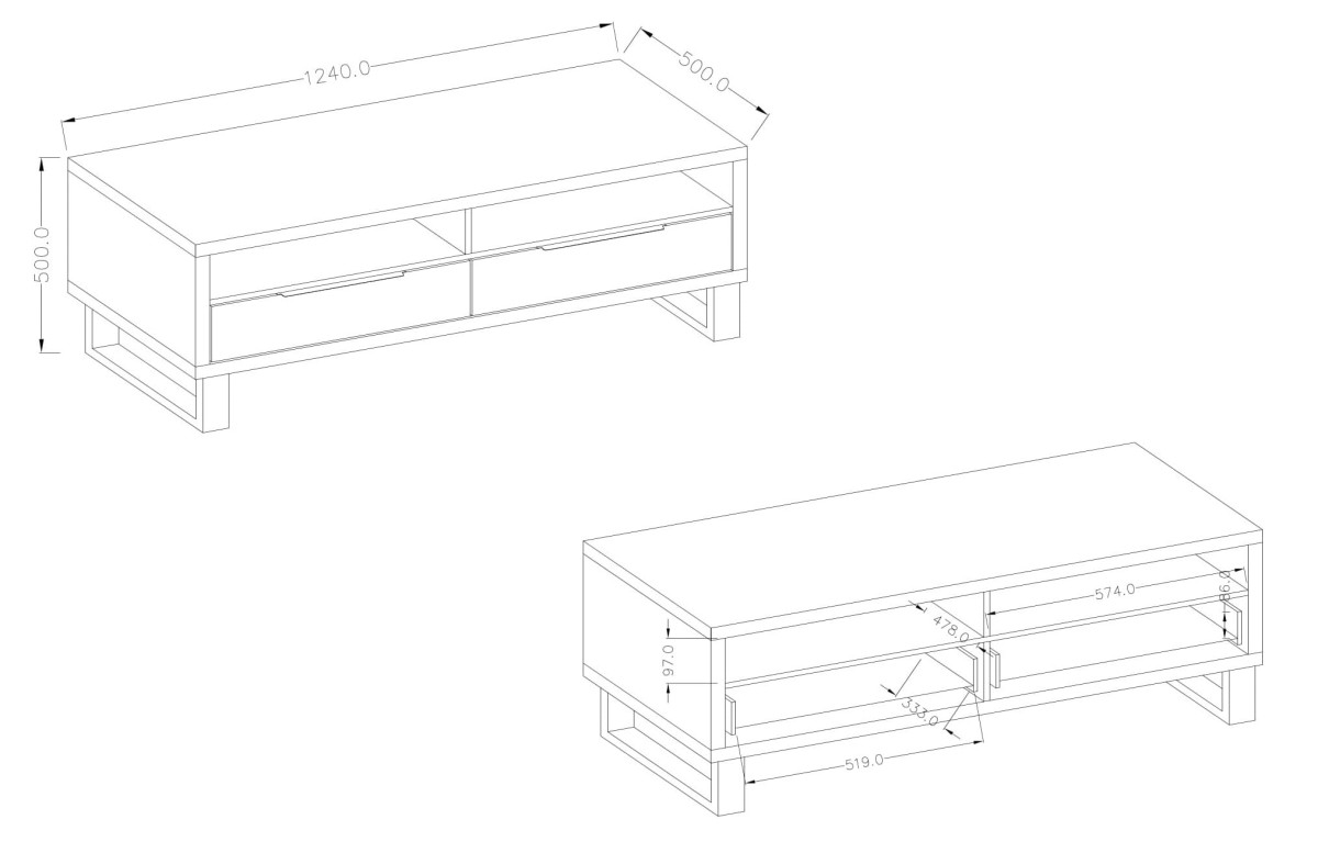 Szafka RTV Halle 41 Szerokość 124 cm Wysokość 50 cm Do Salonu Pokoju Mała W stylu LOFT Industrial Metalowe Czarne Nogi Wymiary.jpg
