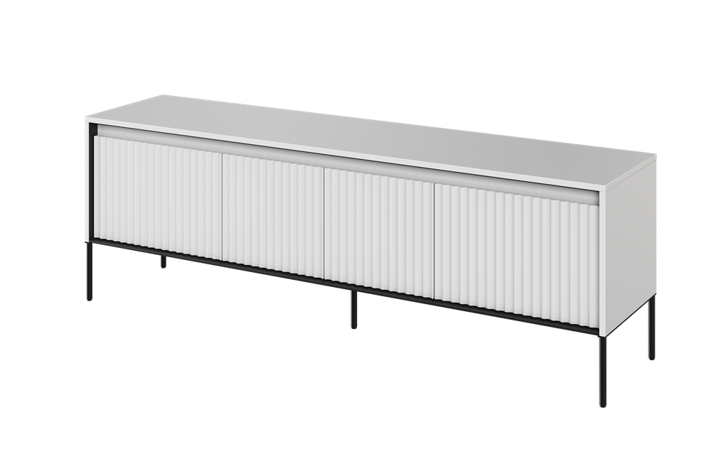 Szafka RTV TREND TR5BIC szerokość 167 cm 4d z oświetleniem 166 - biały/czarny/frezowanie półkole Komfort Pojemna Do Salonu Nowoczesność