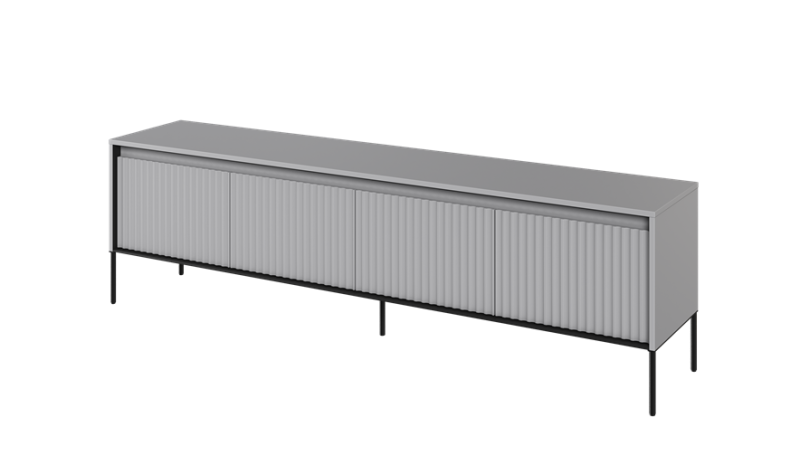 Szafka RTV TREND TR6SC szerokość 193 cm 4d z oświetleniem 192 - szary/czarny/frezowanie półkole proste Do Salonu Nowoczesność