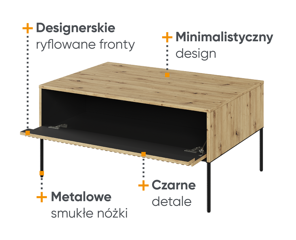 Stolik TREND TR9DAC szerokość 100 cm dąb artisan/czarny