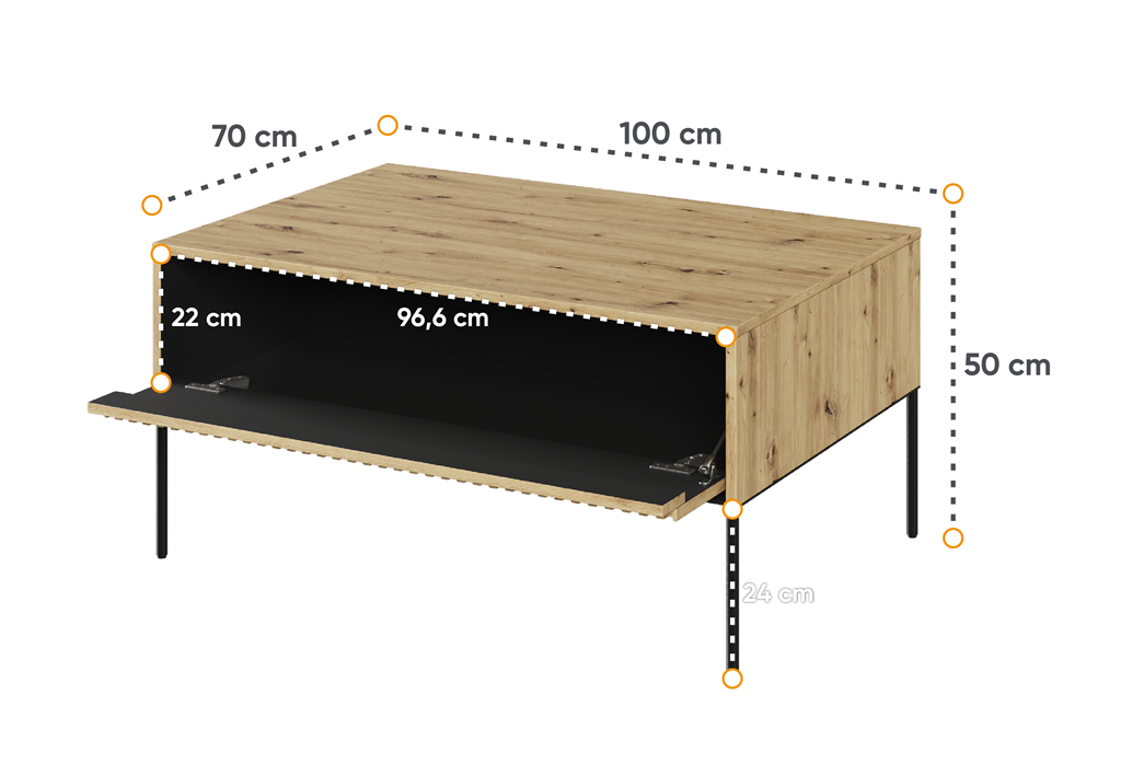 Stolik TREND TR9DAC szerokość 100 cm dąb artisan/czarny