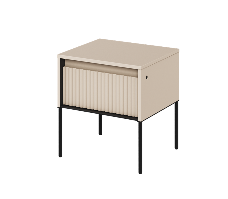 Stolik nocny TREND TR10BPC szerokość 46 cm szary/czarny/frezowanie półkole Do Salonu Nowoczesność