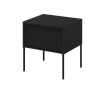 Stolik nocny TREND TR10C szerokość 46 cm z oświetleniem- czarny/frezowanie proste Do Salonu Nowoczesność