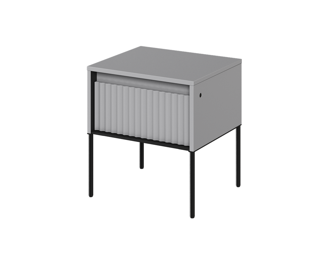 Stolik nocny TREND TR10SC szerokość 46 cm z oświetleniem- szary/czarny/frezowanie półkole Do Salonu Nowoczesność