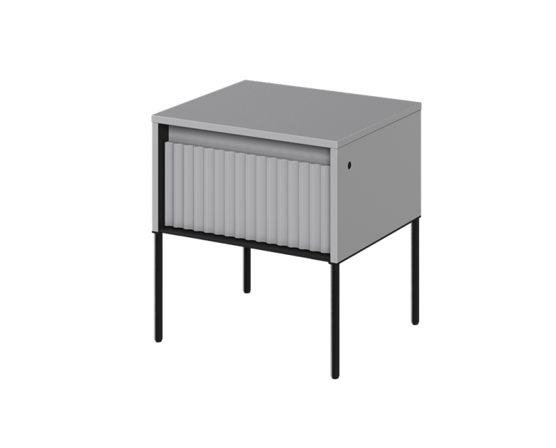 Stolik nocny TREND TR10SC szerokość 46 cm z oświetleniem- szary/czarny/frezowanie półkole Do Salonu Nowoczesność