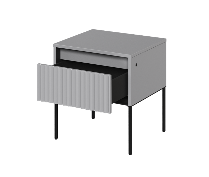 Stolik nocny TREND TR10SC szerokość 46 cm z oświetleniem- szary/czarny/frezowanie półkole Do Salonu Nowoczesność