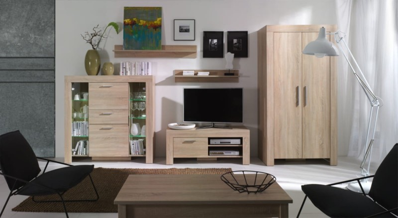 Szafka RTV CEZAR szerokość 170 cm sonoma 14 Nowoczesna Do Sypialni Pojemna Półki Dąb Sonoma