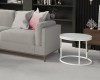 Stolik kawowy okrągły 60 cm industrialny loft ława do salonu stelaż biały blat biały aranżacja