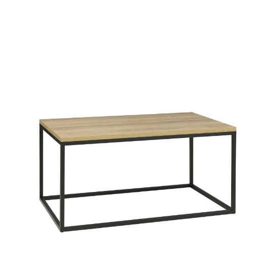Stolik kawowy prostokątny 60 x 100 cm ława do salonu industrialny stelaż czarny blat dąb riviera