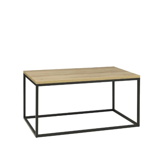 Stolik kawowy prostokątny 60 x 100 cm ława do salonu industrialny stelaż czarny blat dąb riviera