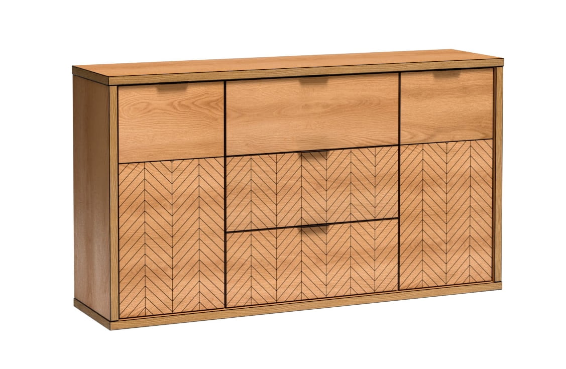 Komoda z witryną szerokość 158 cm FONTI F4 Dąb Karmel
