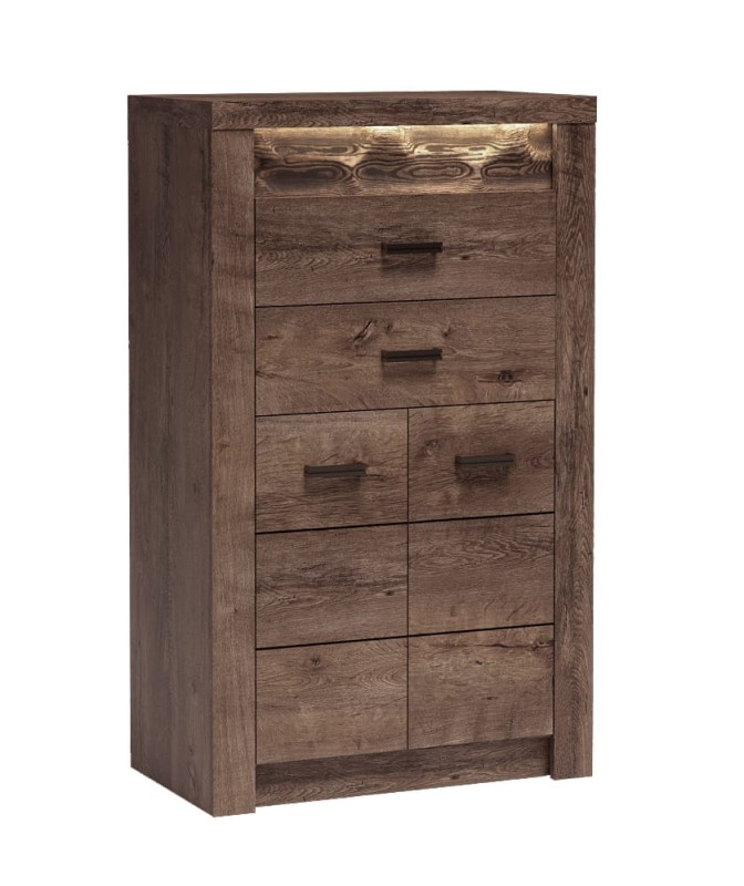 Komoda 2 szuflady szerokość 76 cm INDIANAPOLIS I6 Jesion ciemny Do Salonu Do Pokoju Dziennego Nowoczesny Styl Funkcjonalna Wysoka Jakość