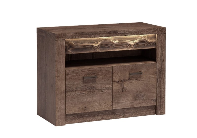 Mała szafka RTV szerokość 96 cm INDIANAPOLIS I10 Jesion ciemny Do Salonu Do Pokoju Dziennego Nowoczesny Styl Funkcjonalna Wysoka Jakość