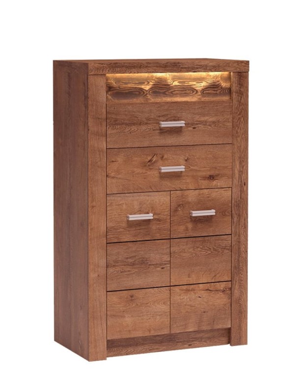 Komoda 2 szuflady szerokość 76 cm INDIANAPOLIS I6 Jesion jasny Do Salonu Do Pokoju Dziennego Nowoczesny Styl Funkcjonalna Wysoka Jakość