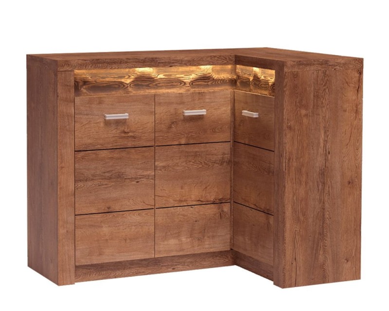 Komoda narożna szerokość 131 cm INDIANAPOLIS I15 Jesion jasny Do Salonu Do Pokoju Dziennego Nowoczesny Styl Funkcjonalna Wysoka Jakość