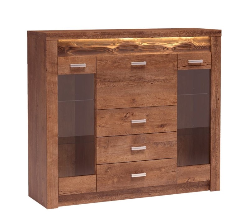 Witryna szerokość 137 cm INDIANAPOLIS I8 Jesion jasny Do Salonu Do Pokoju Dziennego Nowoczesny Styl Funkcjonalna Wysoka Jakość