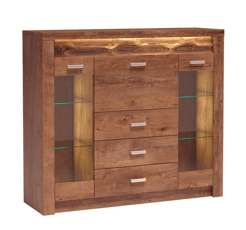 Witryna szerokość 137 cm INDIANAPOLIS I8 Jesion jasny Do Salonu Do Pokoju Dziennego Nowoczesny Styl Funkcjonalna Wysoka Jakość