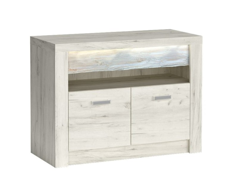 Mała szafka RTV szerokość 96 cm INDIANAPOLIS I10 Kraft biały Do Salonu Do Pokoju Dziennego Nowoczesny Styl Funkcjonalna Wysoka Jakość