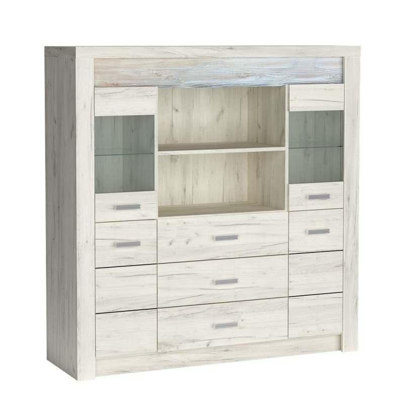 Komoda wysoka szerokość 137 cm INDIANAPOLIS I22 Kraft biały Do Salonu Do Pokoju Dziennego Nowoczesny Styl Funkcjonalna Wysoka Jakość