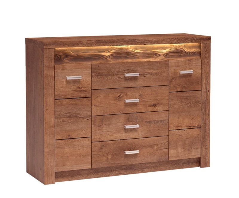 Komoda 4 szuflady szerokość 137 cm INDIANAPOLIS I7 Jesion jasny Do Salonu Do Pokoju Dziennego Nowoczesny Styl Funkcjonalna Wysoka Jakość