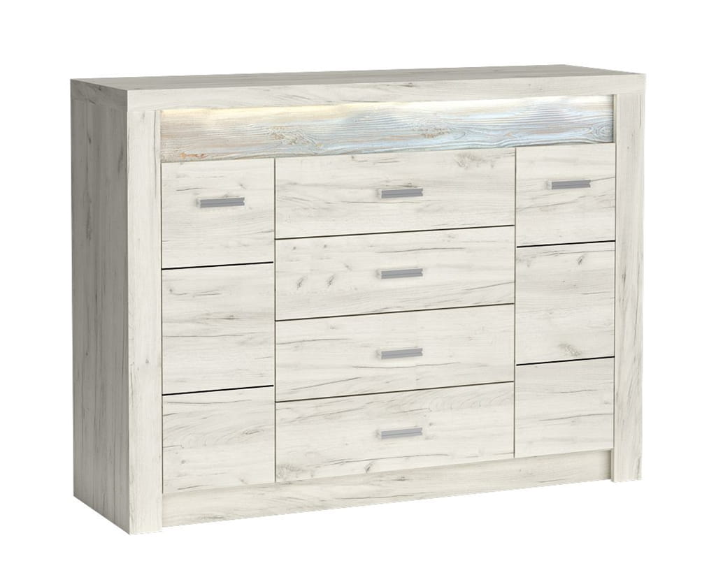 Komoda 4 szuflady szerokość 137 cm INDIANAPOLIS I7 Kraft biały