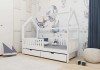 Łóżko NIKODEM Domek Drewniane Sosnowe Barierka Szuflada Białe 1.jpg