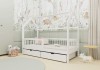 Łóżko OLAF Domek Drewniane Sosna Szuflady Barierka Biały.jpg