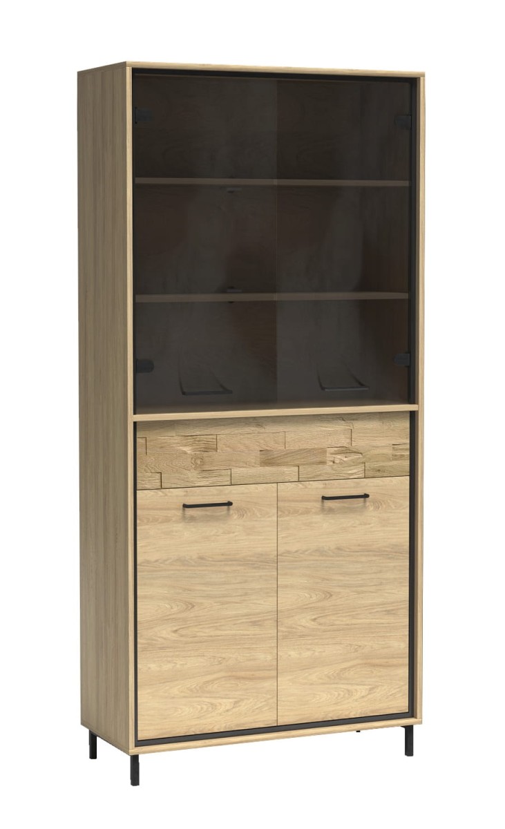 Witryna duża M3 szerokość 92,2 cm MEDIOLAN Hikora Do Salonu Do Pokoju Dziennego Nowoczesny Styl Funkcjonalna Wysoka Jakość Dekoracyjna deska nOGI