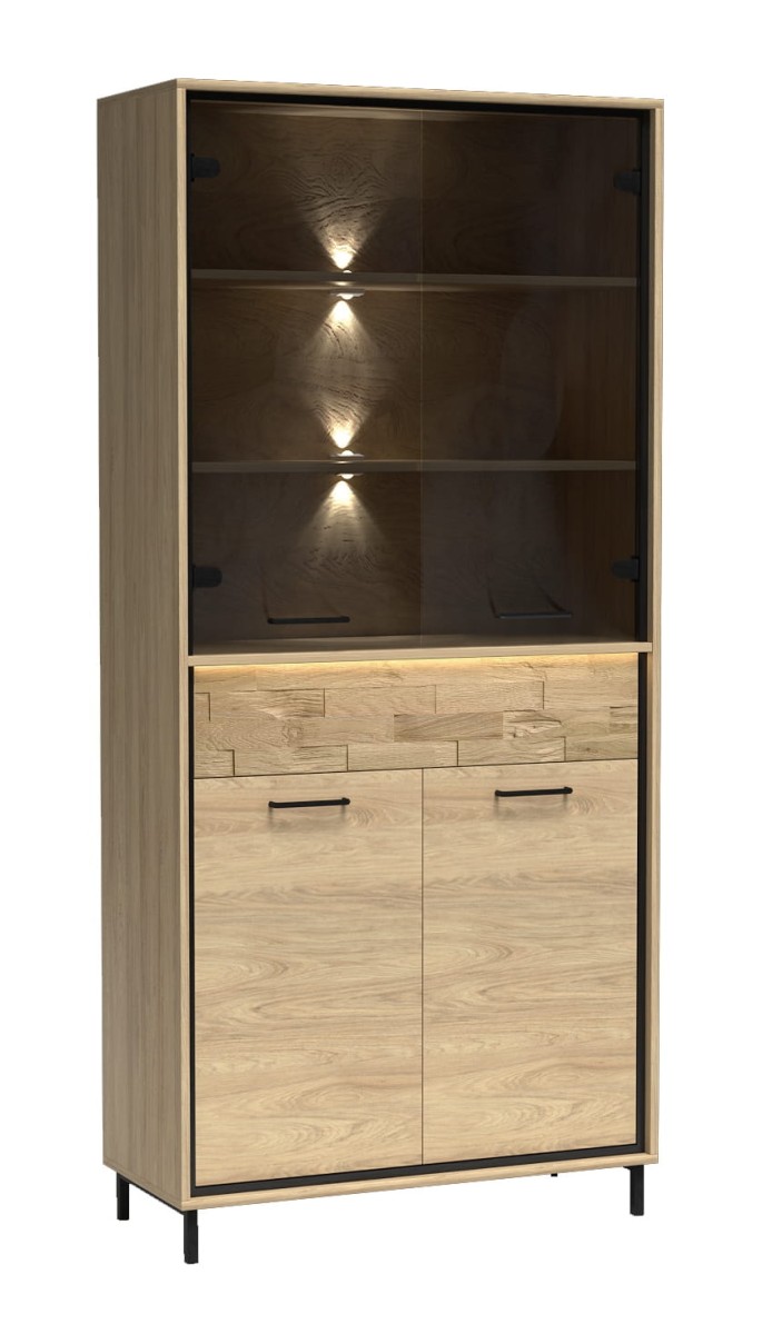 Witryna duża M3 szerokość 92,2 cm MEDIOLAN Hikora Do Salonu Do Pokoju Dziennego Nowoczesny Styl Funkcjonalna Wysoka Jakość