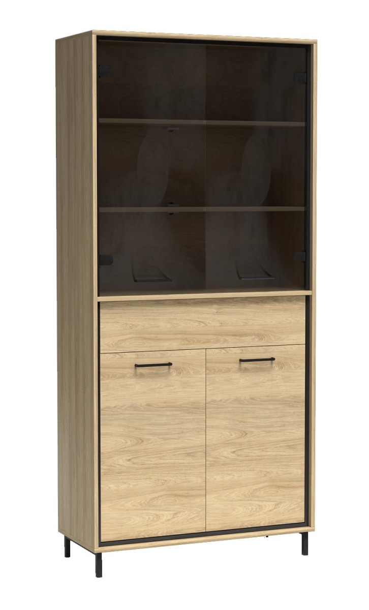 Witryna duża M3 szerokość 92,2 cm MEDIOLAN Hikora Do Salonu Do Pokoju Dziennego Nowoczesny Styl Funkcjonalna Wysoka Jakość