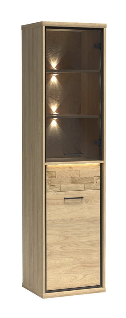 Witryna M4 szerokość 49,2 cm MEDIOLAN Hikora Do Salonu Do Pokoju Dziennego Nowoczesny Styl Funkcjonalna Wysoka Jakość led półki