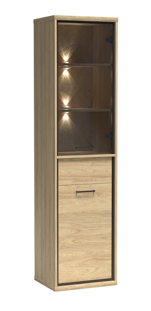 Witryna M4 szerokość 49,2 cm MEDIOLAN Hikora Do Salonu Do Pokoju Dziennego Nowoczesny Styl Funkcjonalna Wysoka Jakość Led półki