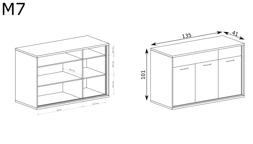 Komoda duża M7 szerokość 135 cm MEDIOLAN Hikora Do Salonu Do Pokoju Dziennego Nowoczesny Styl Funkcjonalna Wysoka Jakość produktu