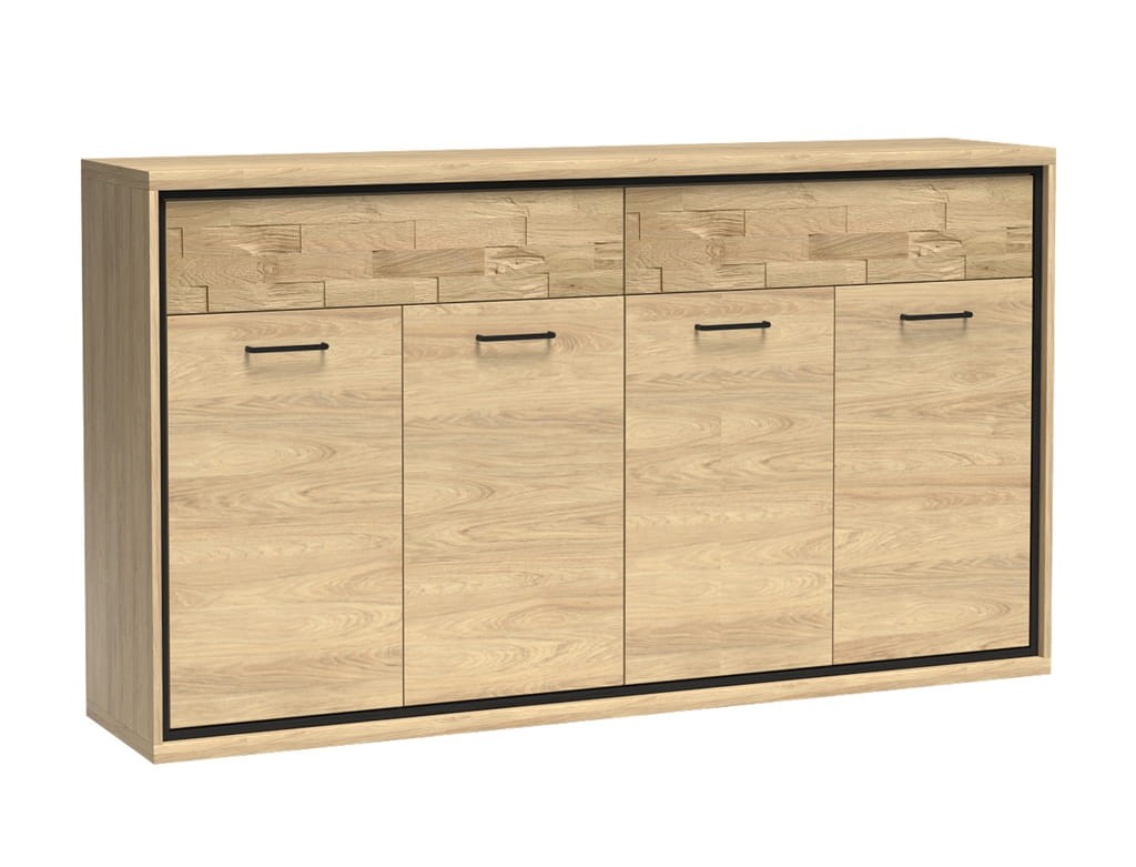 Komoda duża M8 szerokość 177,2 cm MEDIOLAN Hikora Do Salonu Do Pokoju Dziennego Nowoczesny Styl Funkcjonalna Wysoka Jakość Ozdobna drewniana, dębowa deska