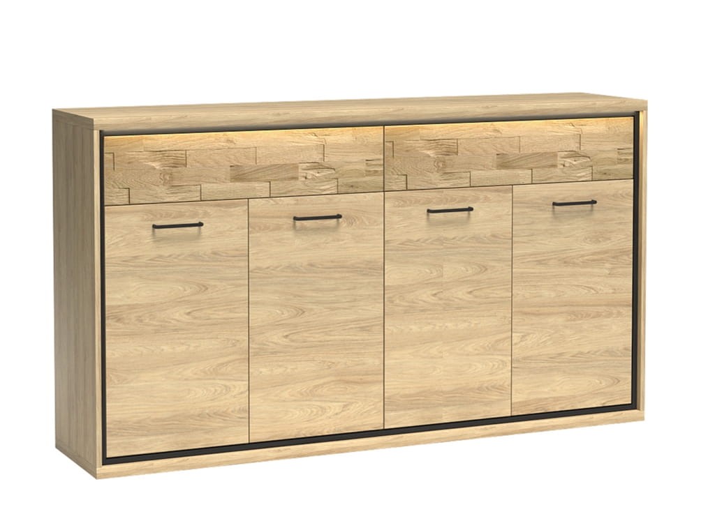 Komoda duża M8 szerokość 177,2 cm MEDIOLAN Hikora Do Salonu Do Pokoju Dziennego Nowoczesny Styl Funkcjonalna Wysoka Jakość Oświetlenie