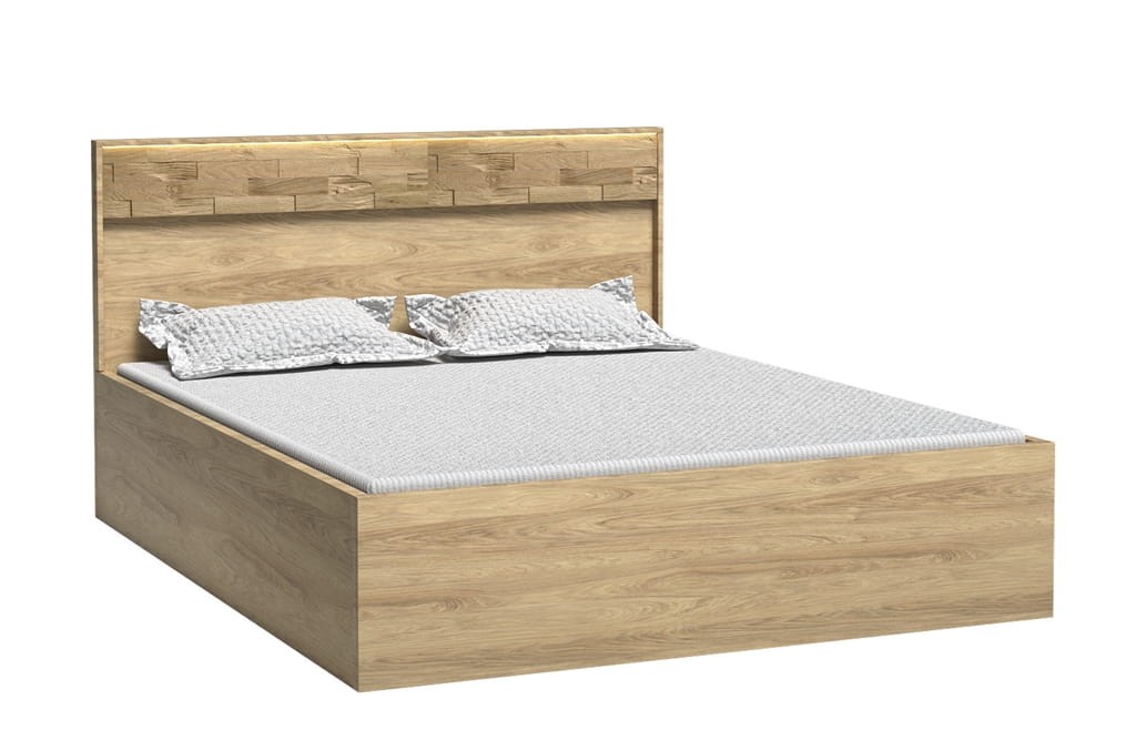 Łóżko dwuosobowe M9 szerokość 160 x 200 cm MEDIOLAN Hikora Deska i Led