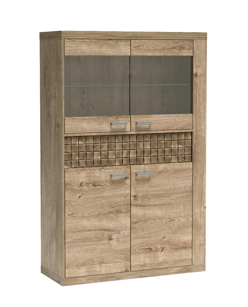 Witryna w stylu BOHO N5 szerokość 102 cm NATURAL Ribbeck Do Pokoju Dziennego Nowoczesny Boho Styl Funkcjonalna Wysoka Jakość