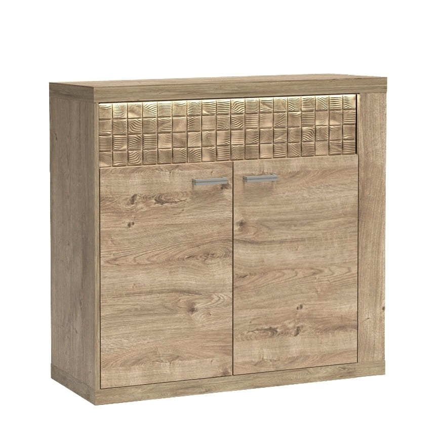 Komoda mała N7 szerokość 102 cm NATURAL Ribbeck Do Pokoju Dziennego Nowoczesny Boho Styl Funkcjonalna Wysoka Jakość