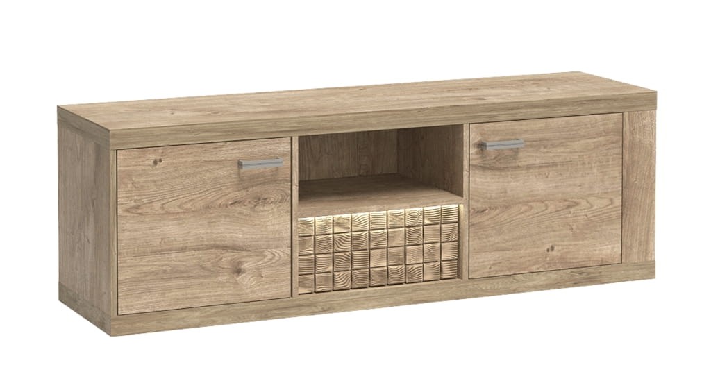 Szafka RTV N12 szerokość 150,5 cm NATURAL Ribbeck Do Pokoju Dziennego Nowoczesny Boho Styl Funkcjonalna Wysoka Jakość