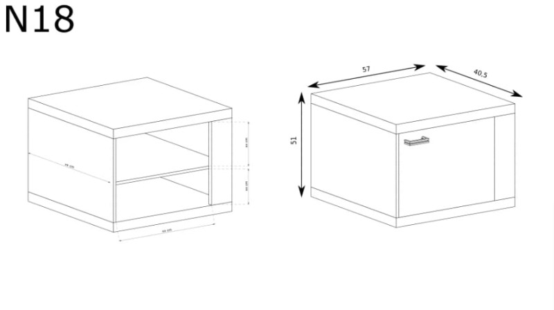 Szafka nocna N18 szerokość 57 cm NATURAL Ribbeck Do Sypialni Nowoczesny Boho Styl Funkcjonalna Wysoka Jakość
