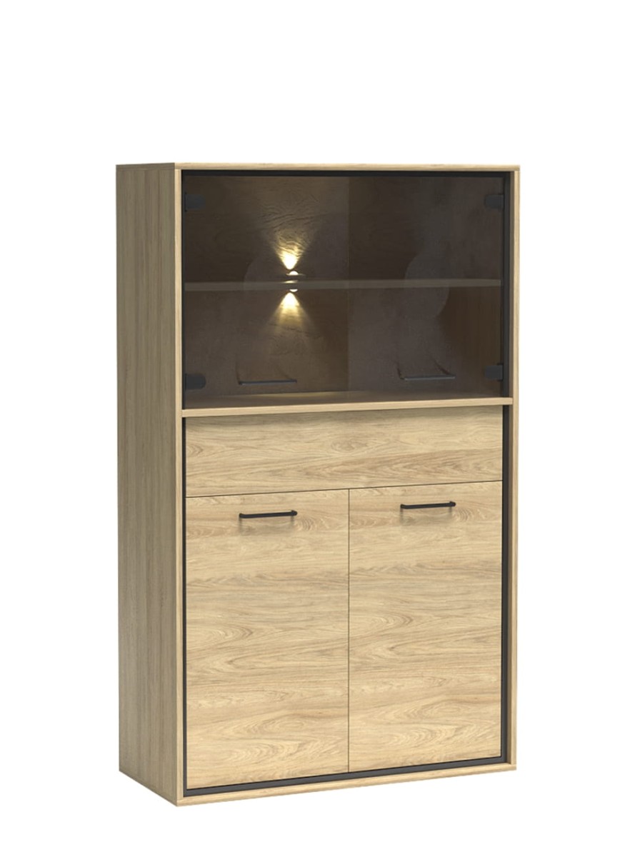 Witryna M5 szerokość 92,2 cm MEDIOLAN Hikora Do Salonu Do Pokoju Dziennego Nowoczesny Styl Funkcjonalna Wysoka Jakość Bez ozdobnej deski