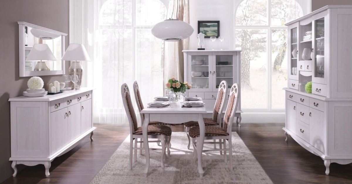 System mebli Diana aranżacja jadalni kolor sosna śnieżna