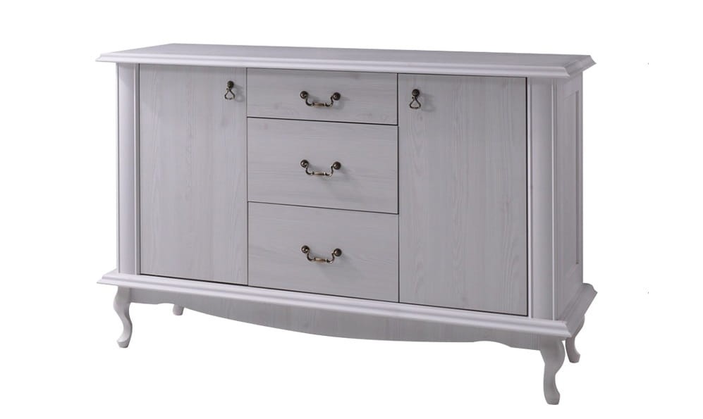 Komoda DIANA DA-8 szerokość 140 cm drzwi 3 szuflady prowansalska kolor sosna śnieżna