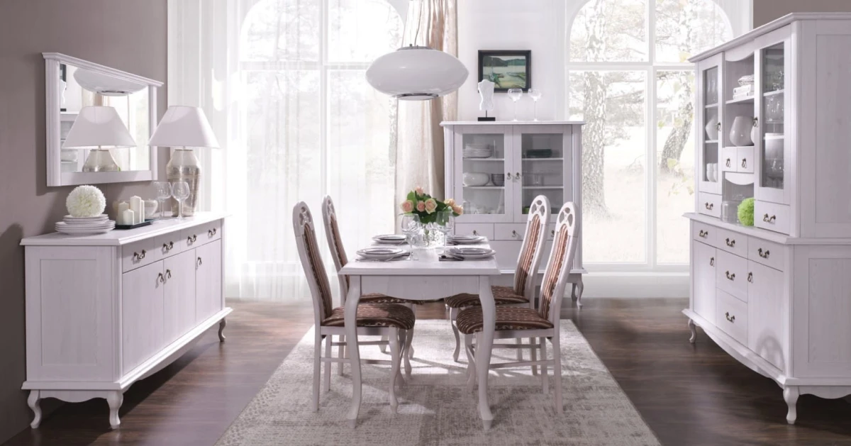 System mebli Diana aranżacja jadalni kolor sosna śnieżna