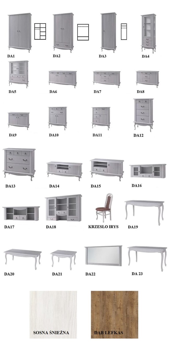 System mebli pokojowych Diana dostępne bryły