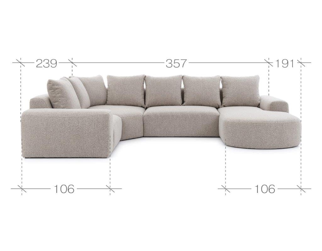 Zdjęcie Wymiarów Narożnik ARES 3 XL Modułowy 357 cm
