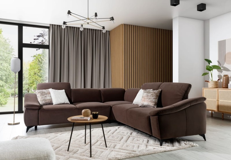 Nowoczesny Narożnik Large POTENZA 270 cm z Podłokietnikami do Salonu